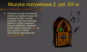 Rodzaje muzyki rozrywkowej: pop i rock. Ilustracja przedstawia radio i nuty, symbolizujące muzykę.
