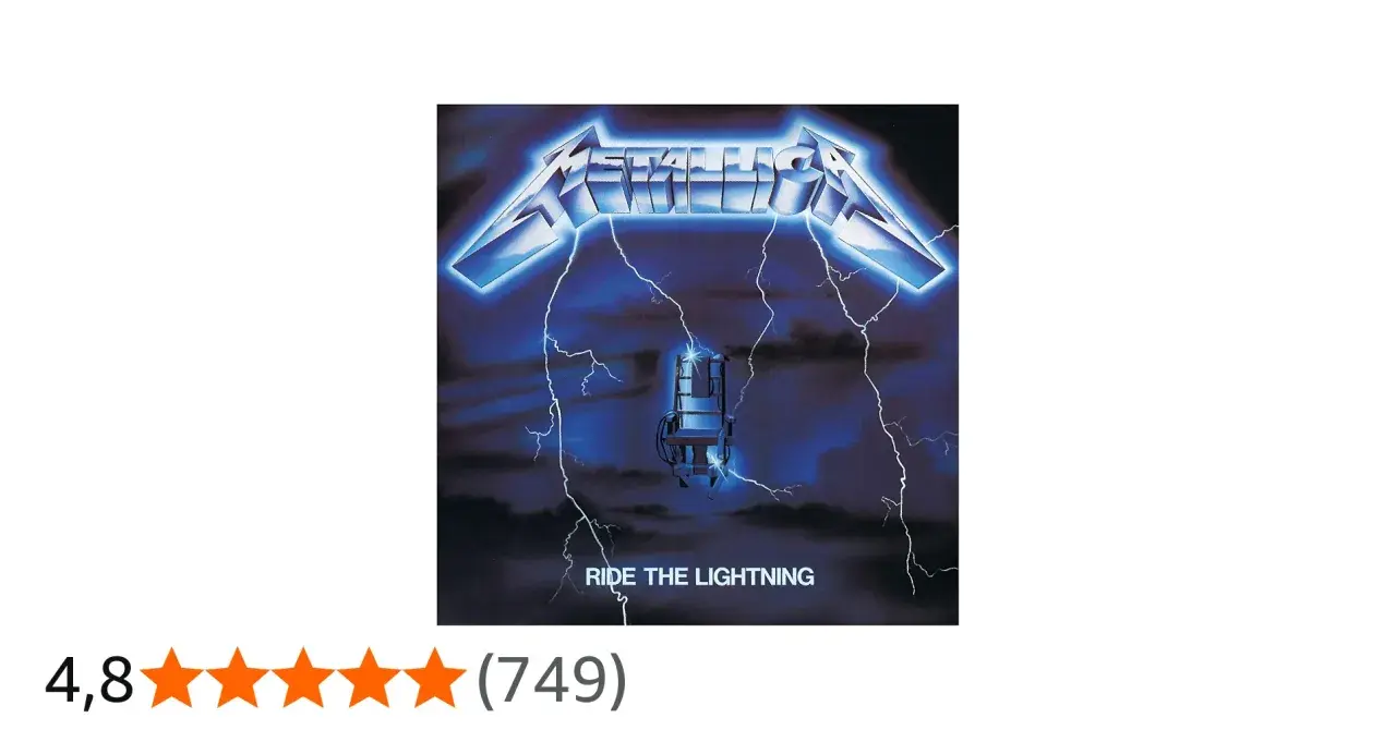 Okładka albumu Metallica "Ride the Lightning" z krzesłem elektrycznym i piorunami. Utwory z tej płyty to klasyka.